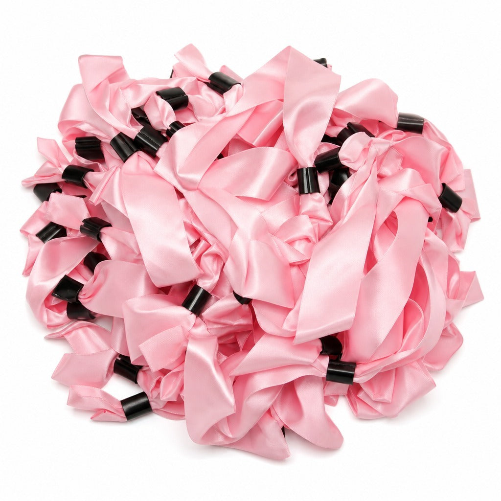 NWOT $18 MSRP Pink Satin Wristbands 100 ct Admission Concert Club Party A0001352