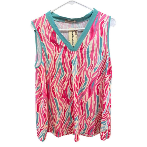 0 R282 NWT Southern Stitch XL 22" ptp Tank Pink Zebra R0000282