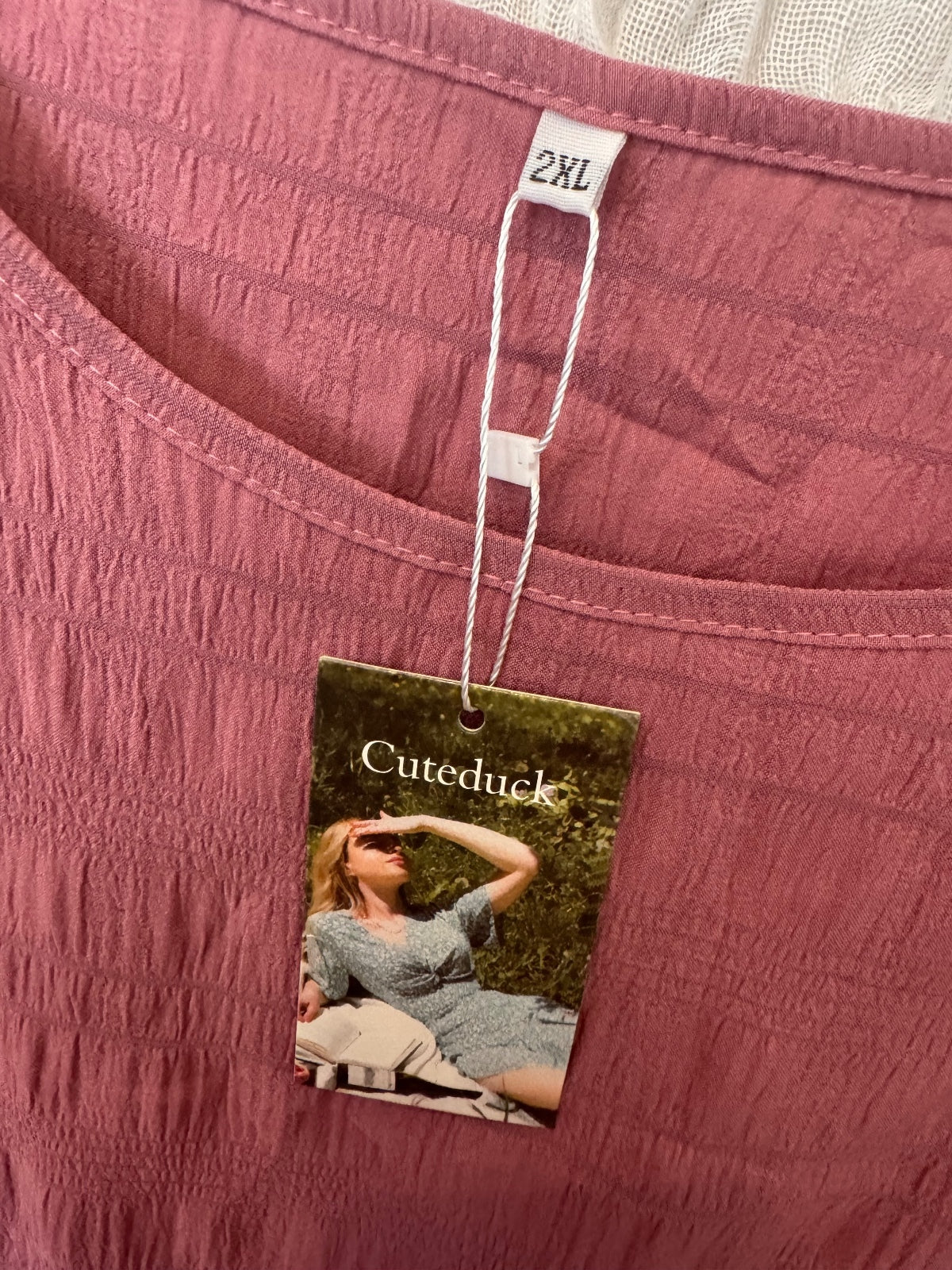1192 NWT Cuteduck 2XL Textured Rose Midi Dress with Ruffle Sleeves A0001192