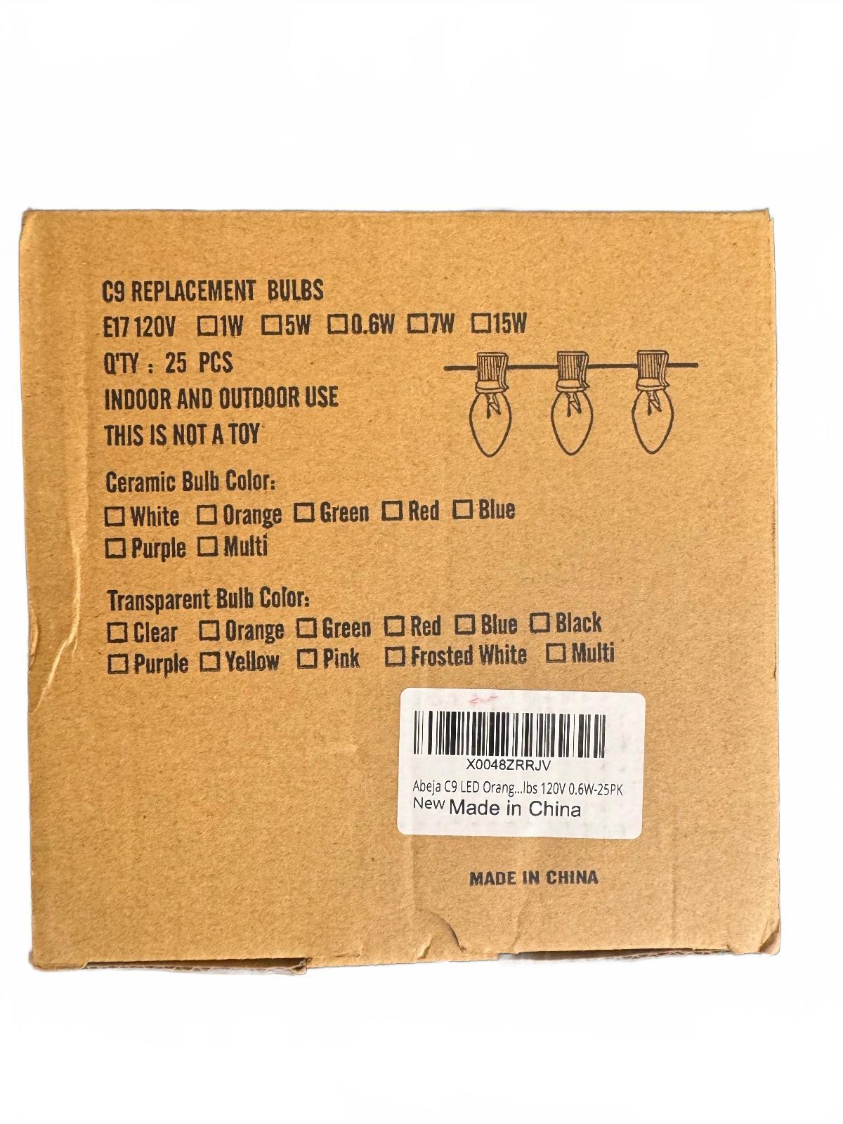 1092 New Abela C9 Orange Light Replacement Bulbs 25 Pack A0001092