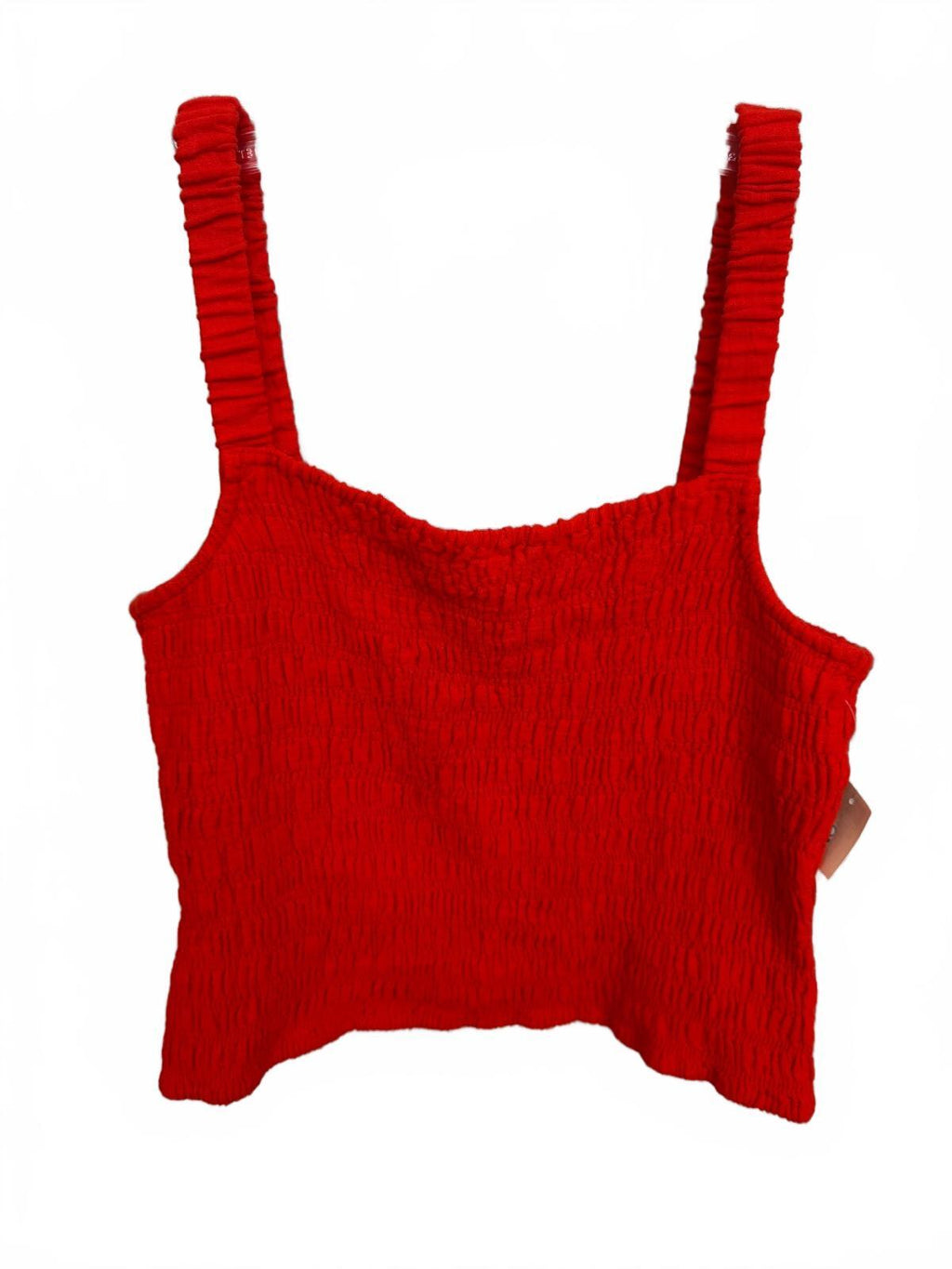 1041 NWT On 34th Large 19-21" PTP Orangish-Red Smocked Crop Tank Top A0001041