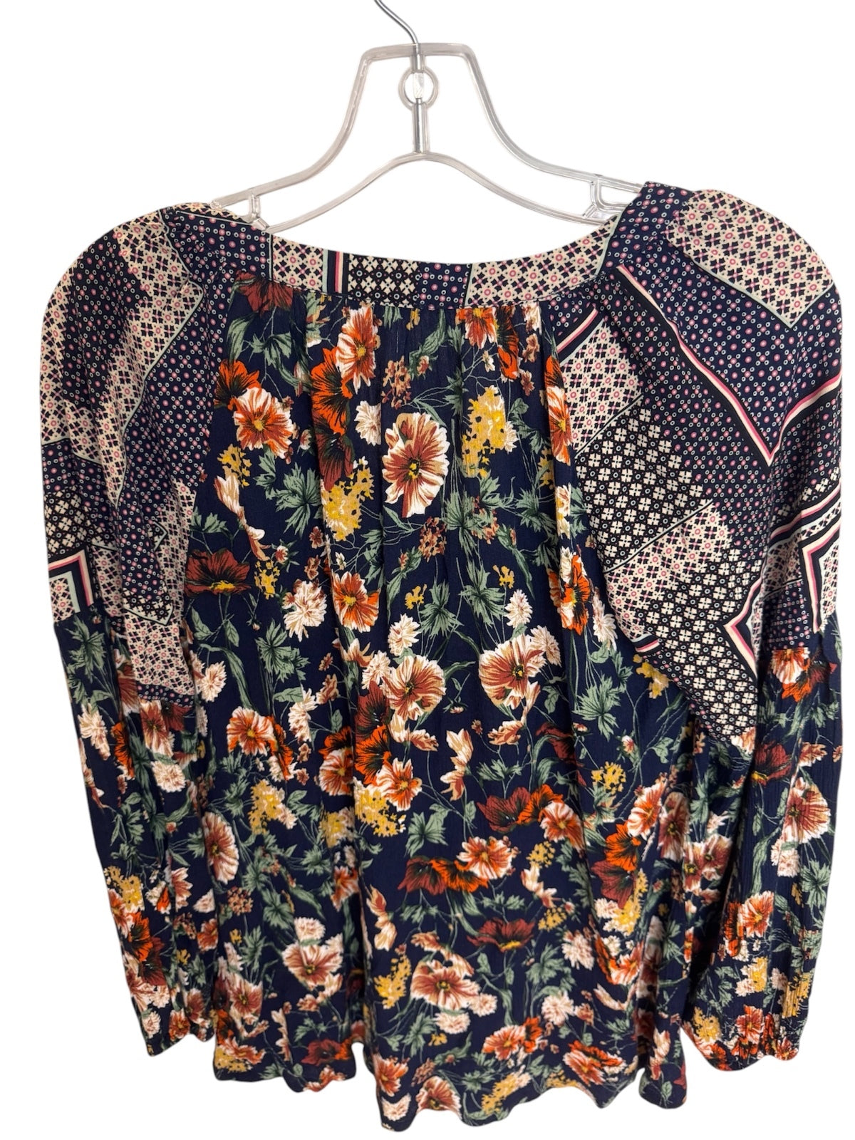 1275 Jodifl Medium 22” PTP Floral and Patchwork Pattern Blouse A0001275