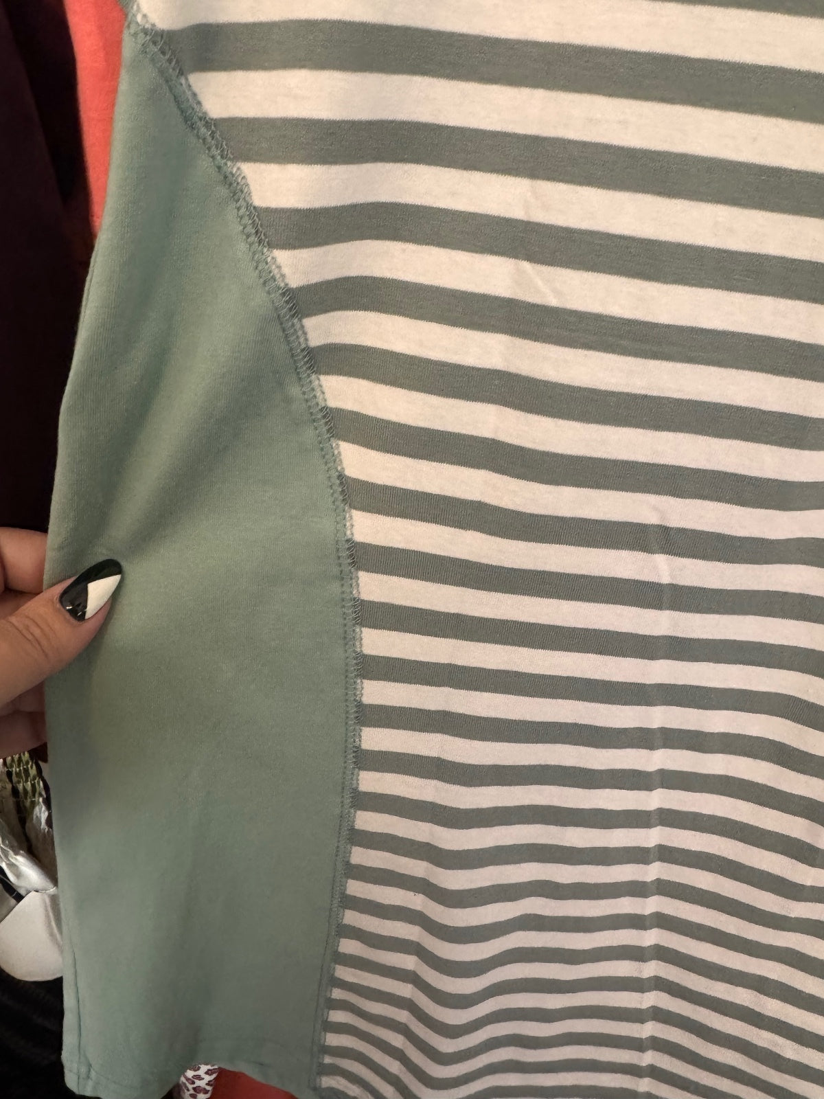 1182 NWT Dokotoo 2XL Soft Stretch Striped Sage Top Cap Sleeve A0001182