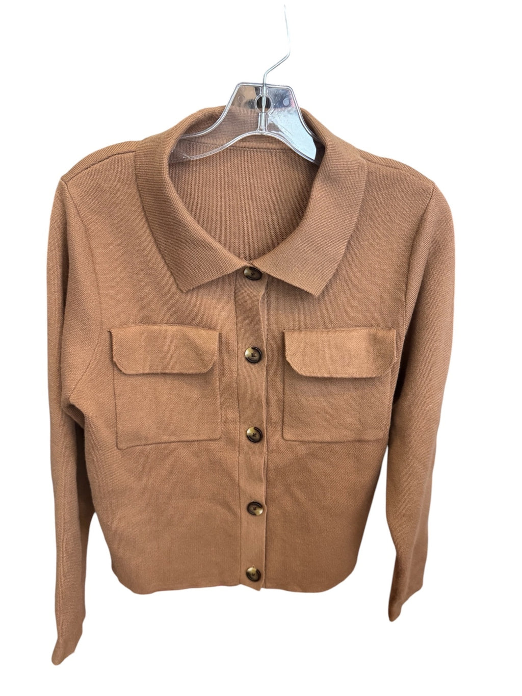 1332 NWOT Unbranded Small Brown 19" PTP ButtonUp Cardigan Sweater Soft A0001332