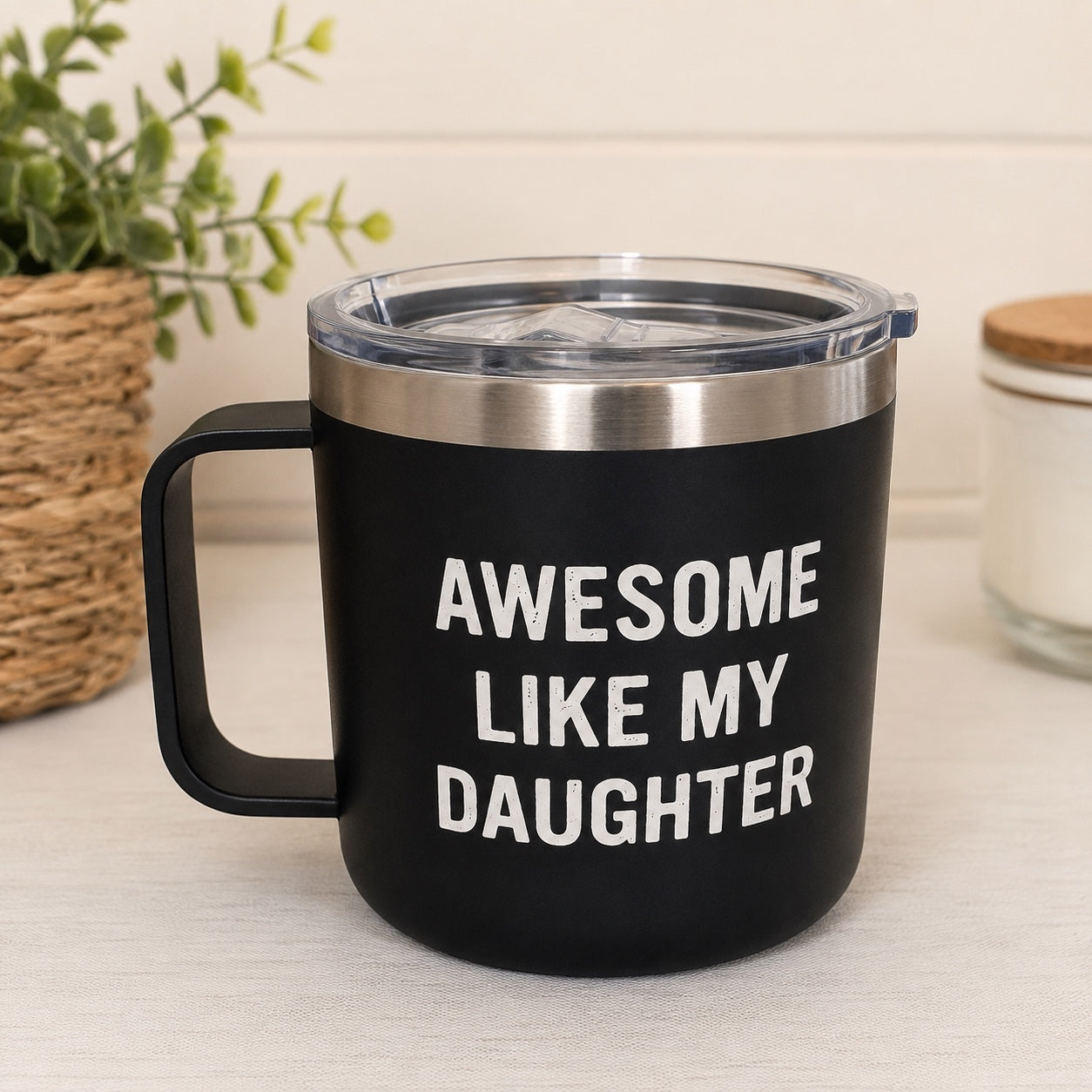 1084 New Edizzone Awesome Like My Daughter $23MSRP Stainless Steel Mug A0001084