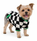1091 NWT Oodles XS 7-10 lbs Dog Checkered Fleece Sweater Black / White A0001091