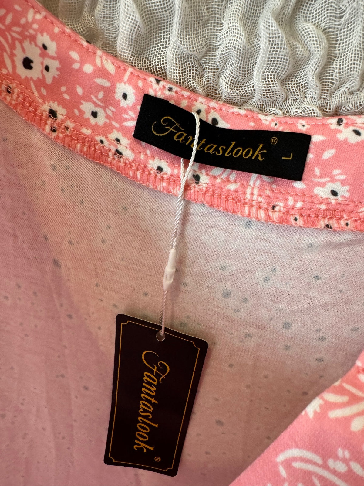 1201 NWT Fantaslook Large 21"PTP Pink Floral Midi Dress Flutter Sleeves A0001201