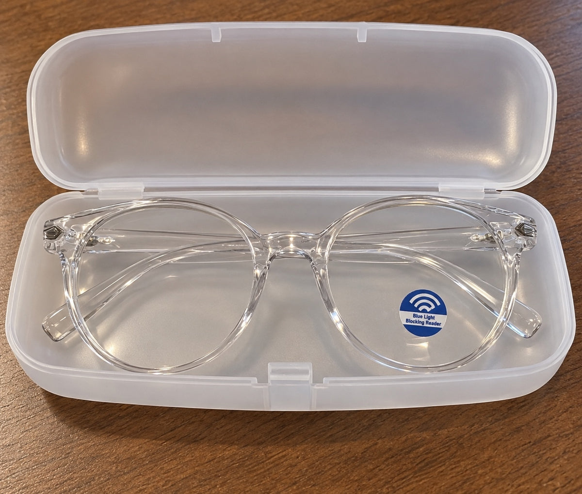 1130 New Craebuer Clear Round Blue Light Blocking Glasses with Case A0001130