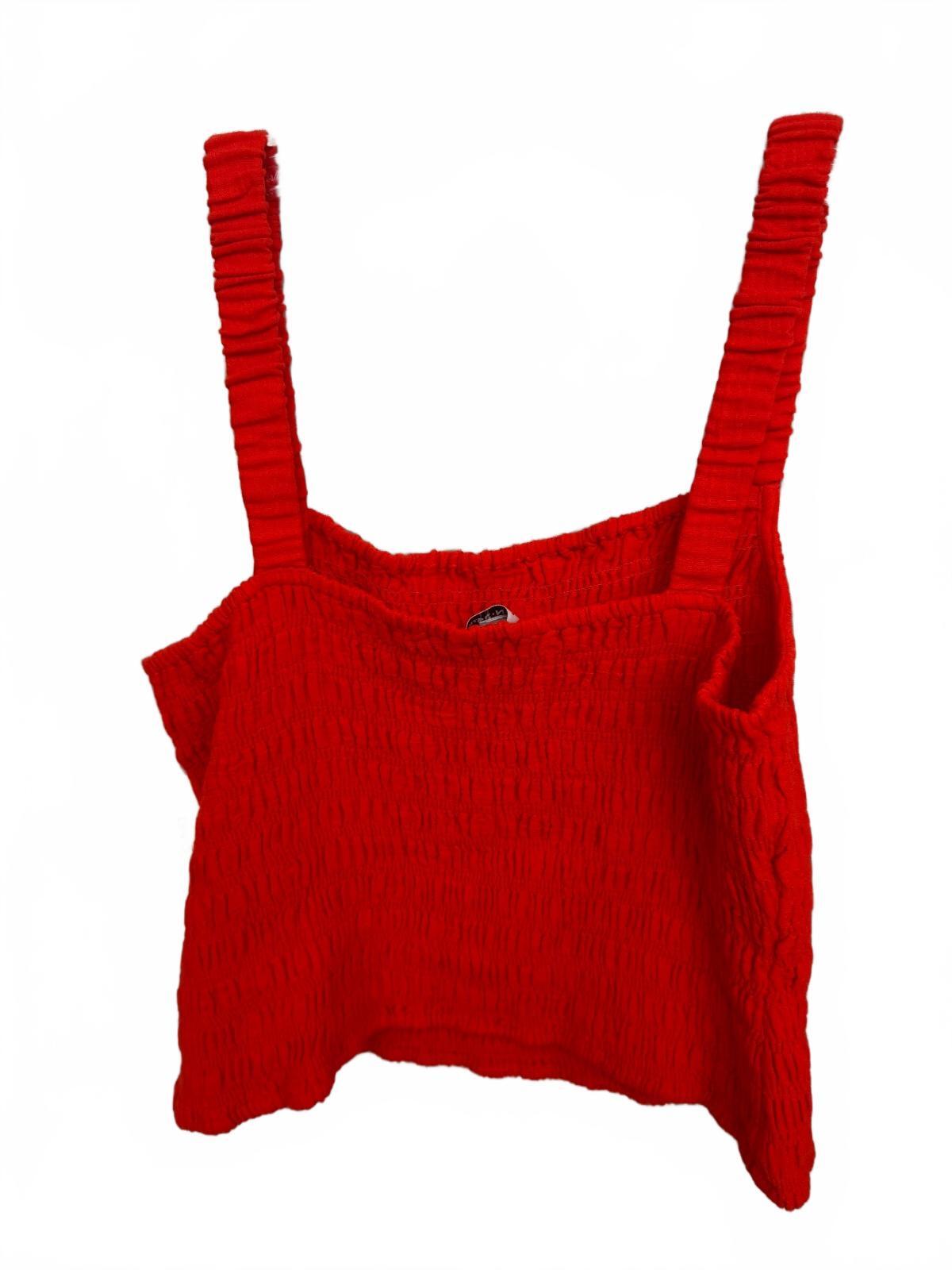 1041 NWT On 34th Large 19-21" PTP Orangish-Red Smocked Crop Tank Top A0001041