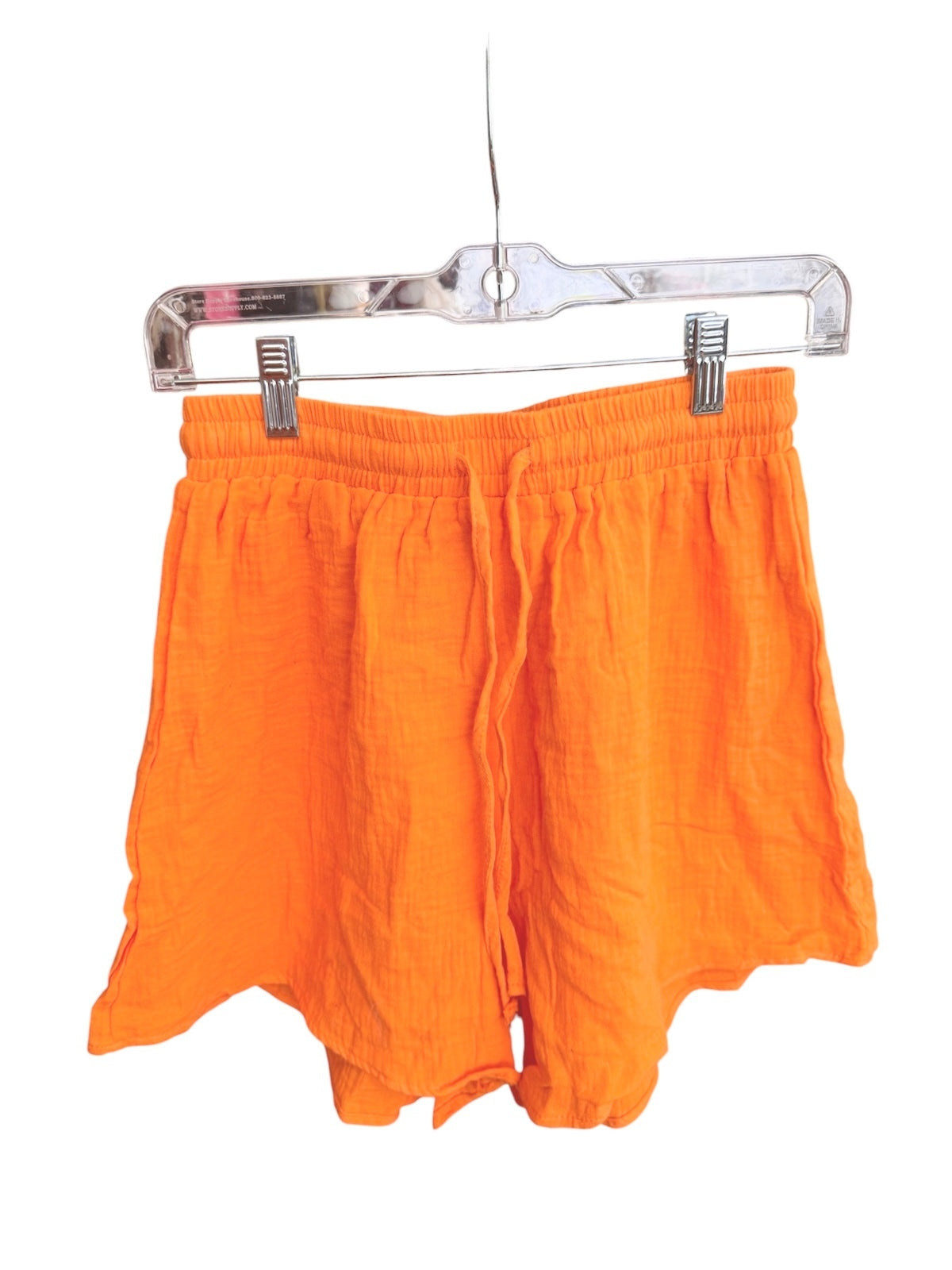 1262 Medium Orange Cotton Lounge Set Oversized Button-Up Shirt & Shorts A0001262