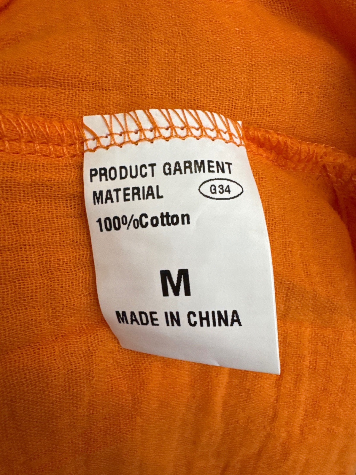 1262 Medium Orange Cotton Lounge Set Oversized Button-Up Shirt & Shorts A0001262