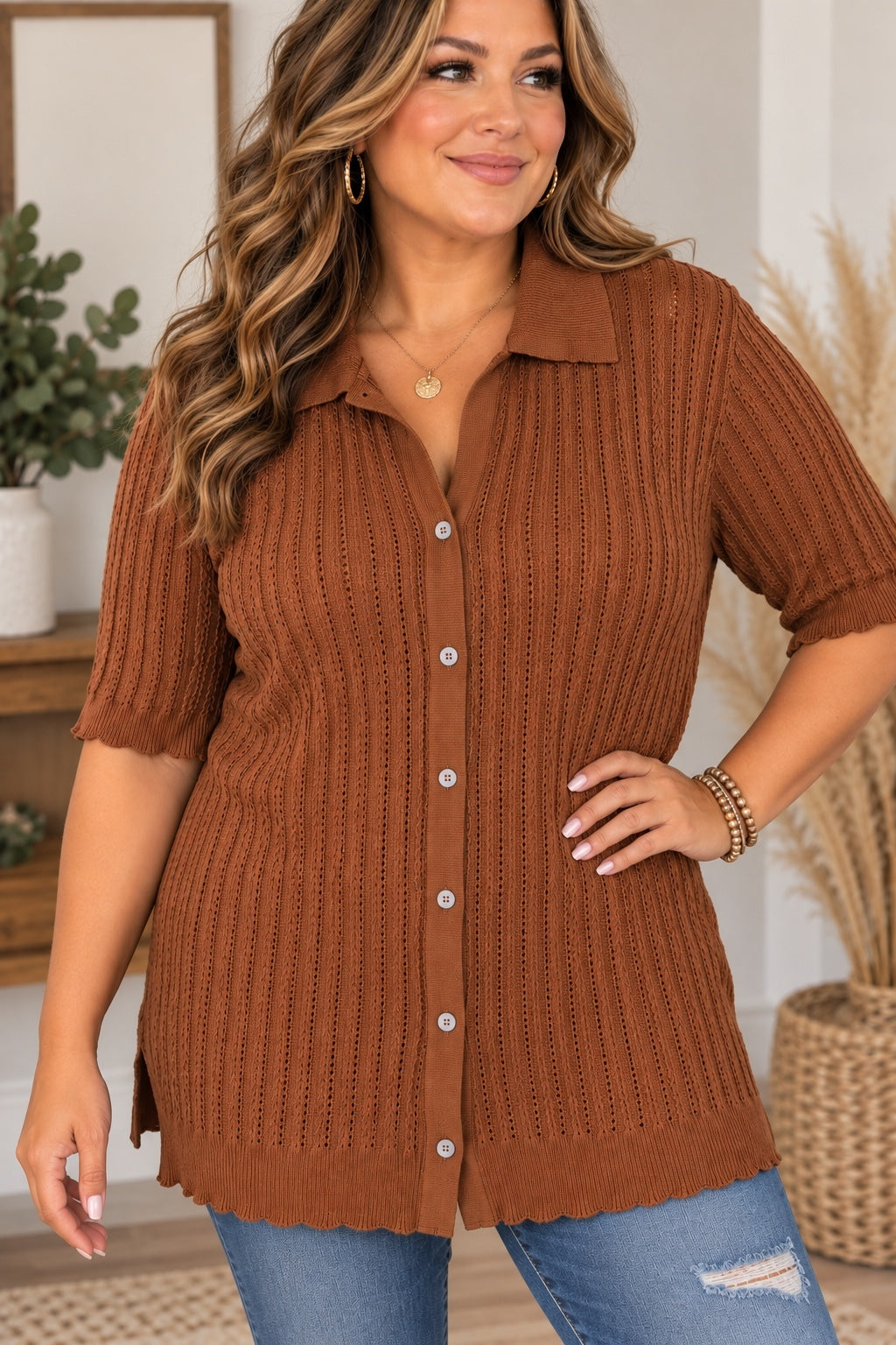 1184 NWOT Boutique Boho XL Open Weave Lightweight Knit Cardigan Top A0001184