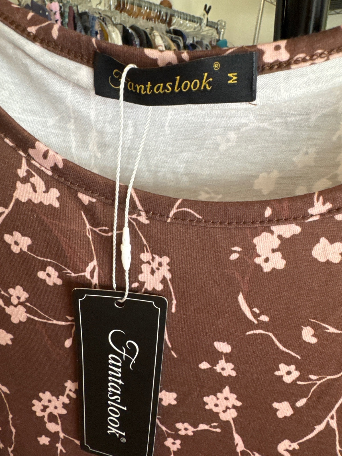 1277 NWT Fantaslook Medium 21"PTP Softstyle w Pockets Floral Midi Dress A0001277