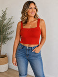 1041 NWT On 34th Large 19-21" PTP Orangish-Red Smocked Crop Tank Top A0001041