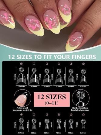 1127 New HWHUNO 480Pcs Extra Short Half Cover Almond & Tapered Square Nail Tips A0001127