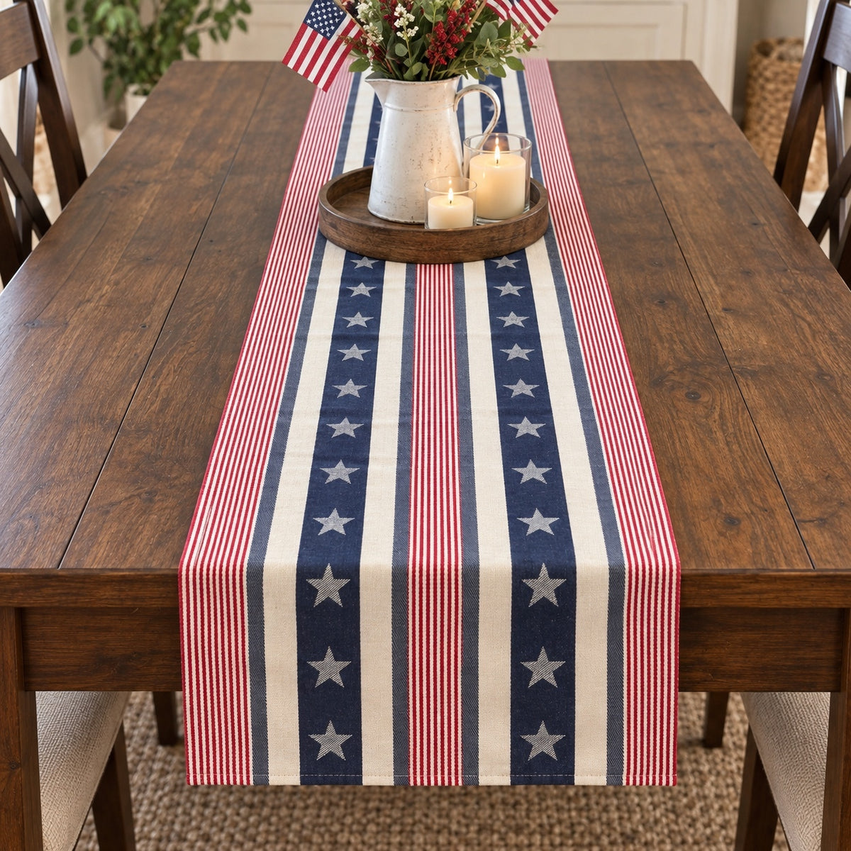 1122 NWOT Primitives by Kathy 72" Table Runner Stars n Stripes $21MSRP A0001122