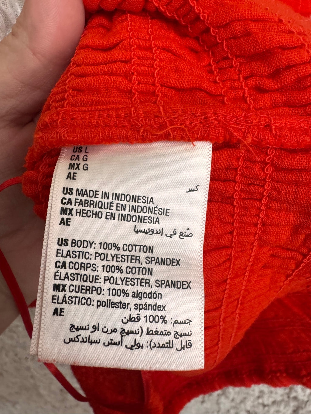 1041 NWT On 34th Large 19-21" PTP Orangish-Red Smocked Crop Tank Top A0001041