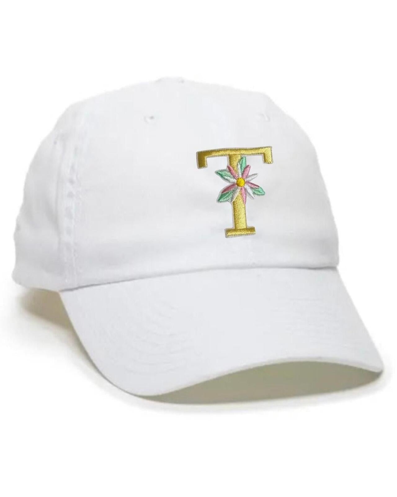 R178 New Meinicy Initial "T" Adult baseball cap, adjustable white R0000178
