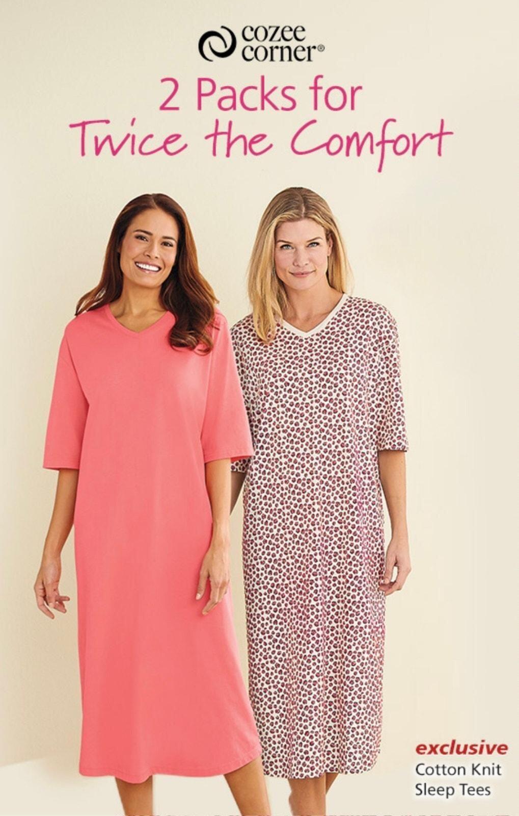 New Cozee Corner OS 26-29" PTP Oversized Cotton Knit Sleep Tees R0000093