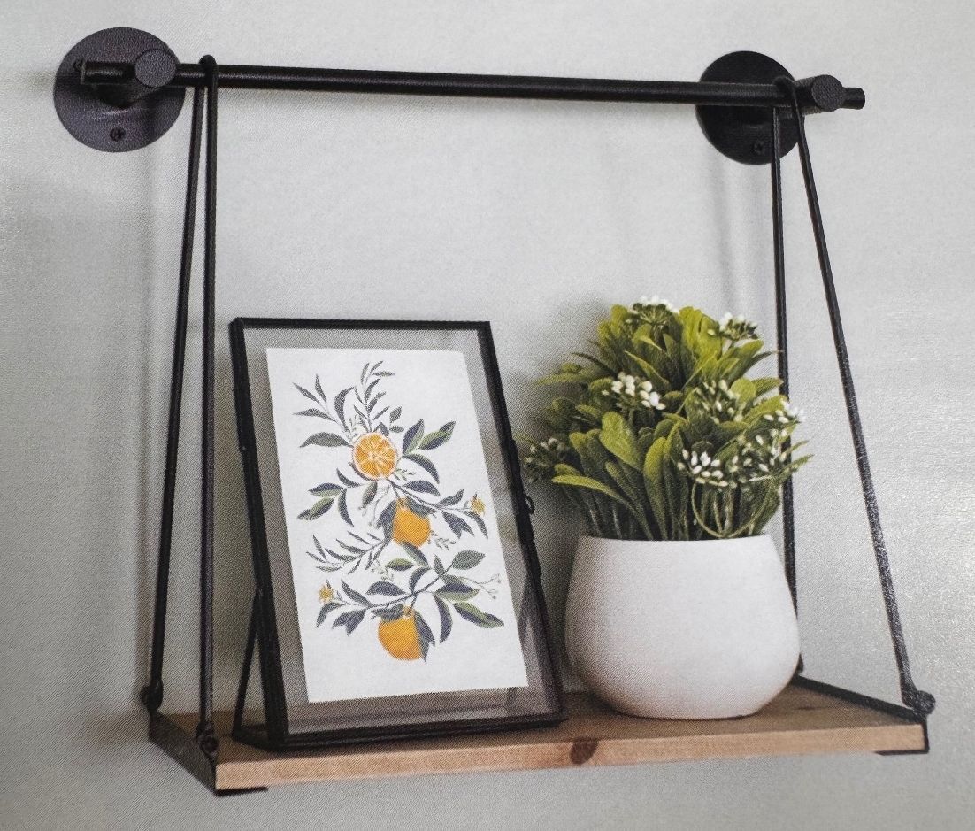 1287 New Wall Mounted Hanging 16.5" Shelf w 12" Wooden Base A0001287