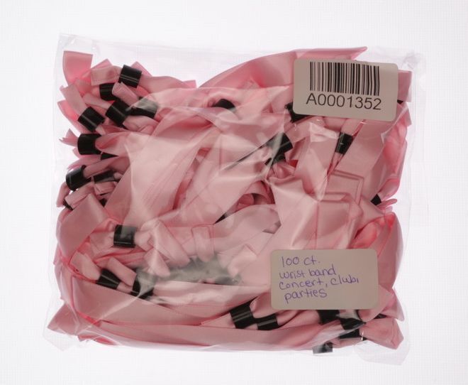 NWOT $18 MSRP Pink Satin Wristbands 100 ct Admission Concert Club Party A0001352