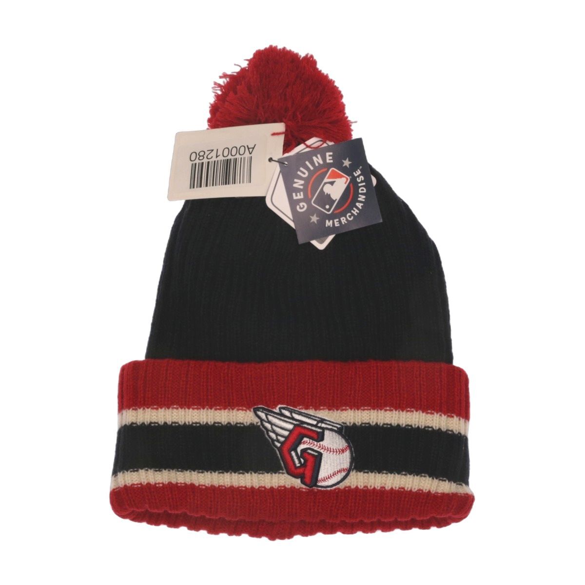 1280 NWT Cleveland Guardians MLB Knit Adult Pom Beanie Navy/Red Hat A0001280