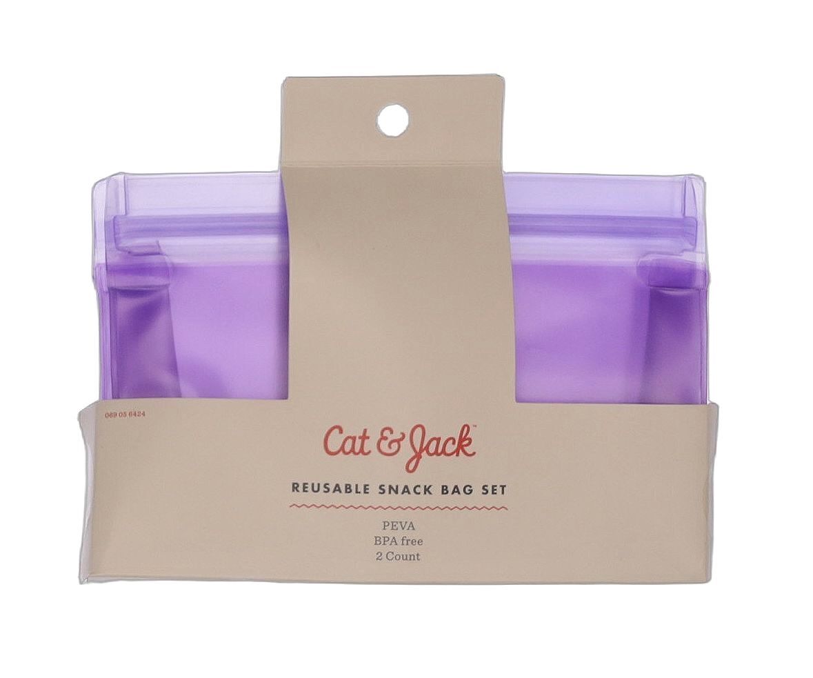 1281 NWT Cat & Jack Reusable Snack Bag Set - 2 Count, Purple A0001281